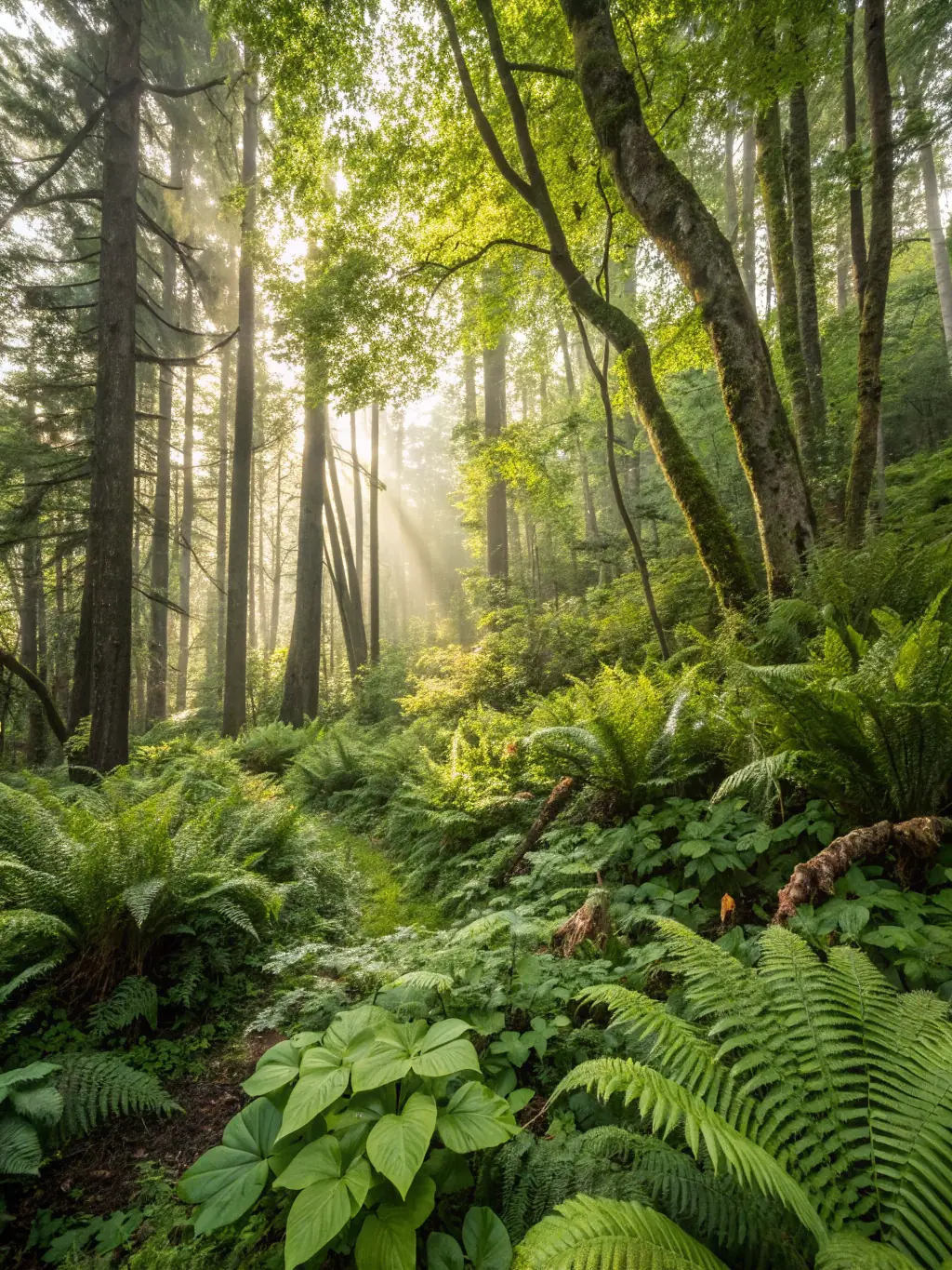 An image of a diverse array of plant life in a forest, illustrating the biodiversity supported by the conservation efforts of GROUPEMENT DE CHASSE DE MAZYRAT.