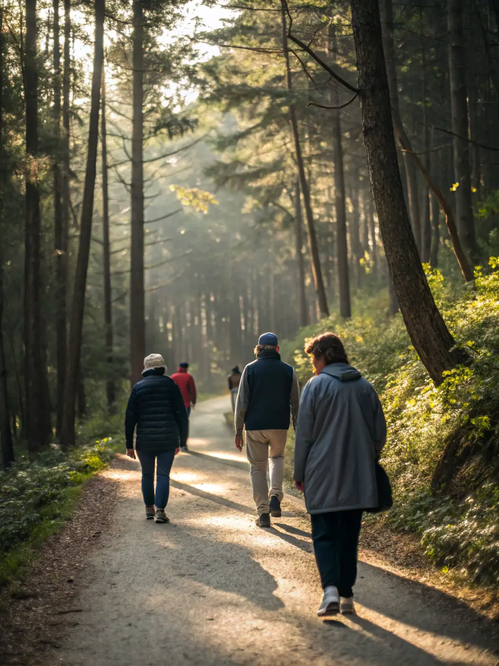 A group of local residents participating in a guided nature walk organized by GROUPEMENT DE CHASSE DE MAZYRAT, focusing on identifying local flora and fauna.