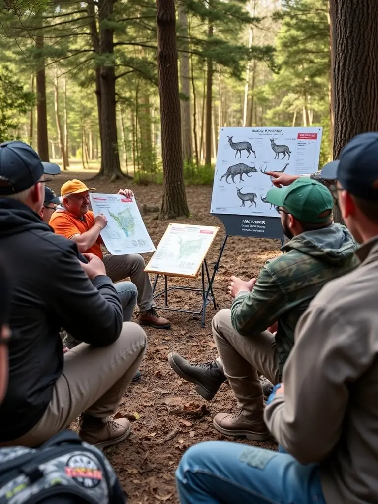 A photo of a workshop educating community members about responsible hunting and wildlife management practices.